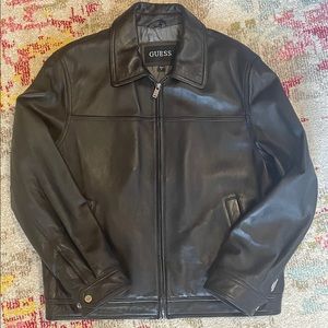 GUESS Leather Jacket Men’s Large 42 Lined Black.l